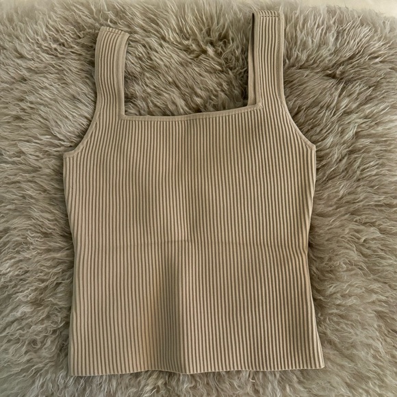 Darling Beige Ribbed Tank - Picture 2 of 4